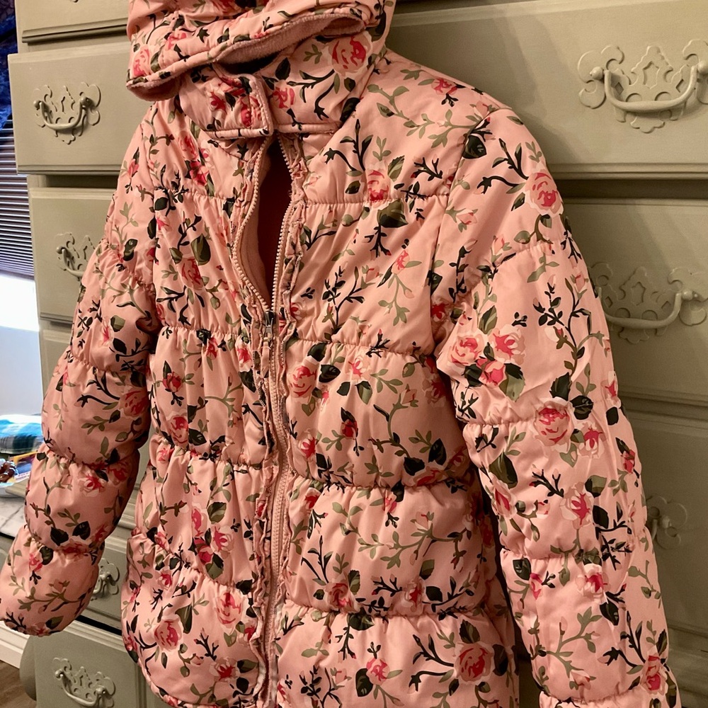 Floral Pink Puffer Jacket